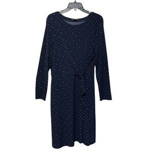 Banana Republic Midnight Blue Polka Dot Long Sleeve Wrap Style Dress Size XL